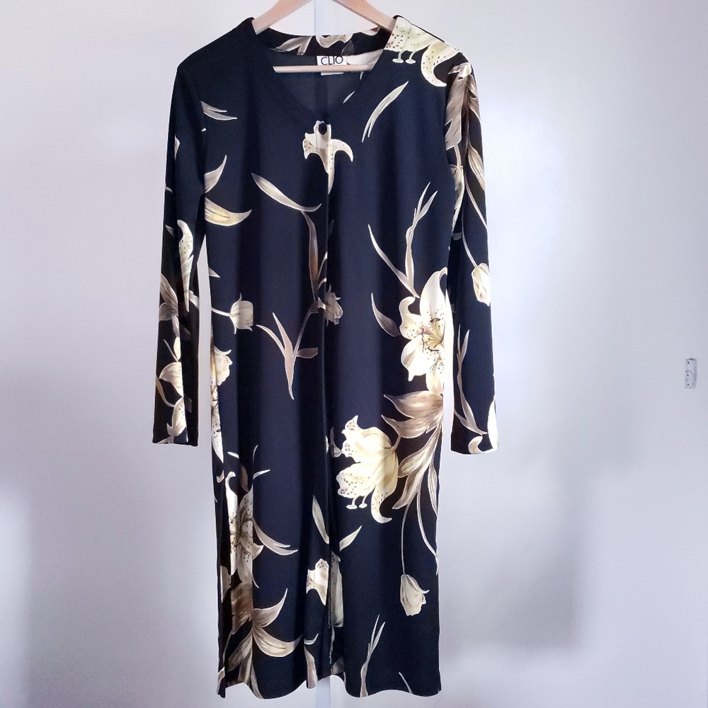 Vintage Clio black floral cardigan size M